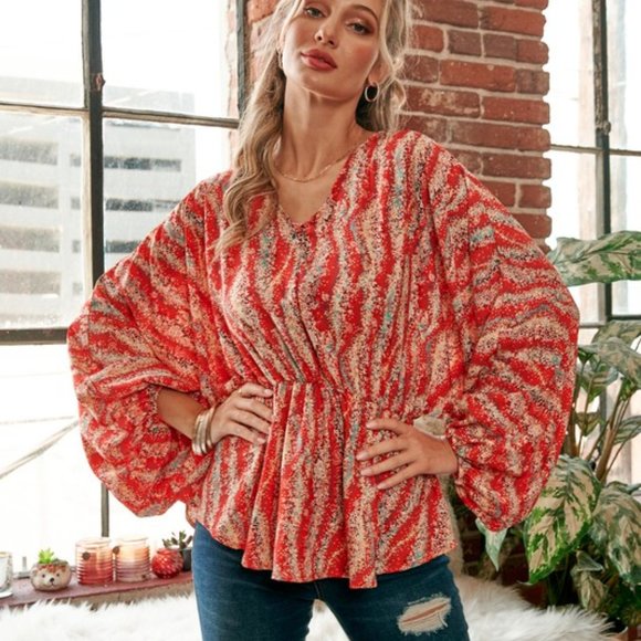 BALLOON SLEEVE BLOUSE - Picture 3 of 5